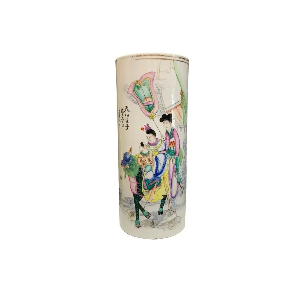 Antique Chinese Famille‎ Rose Porcelain Brush Pot Vase 11” – Republic Period